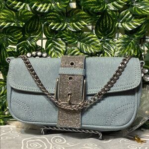 Stylish Denim Chain Shoulder Bag NWT